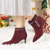 imageAllegra K Womens Bling Rhinestone Pointed Toe Stiletto Heels Ankle BootsBurgundy
