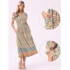 imageAllegra K Womens Boho Dresses V Neck Cap Sleeve Smocked ALine Floral Tiered Flowy Maxi DressesBeige