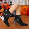 imageAllegra K Womens Fringe Heels Boot Rhinestone Stiletto Heel Ankle BootsBlack