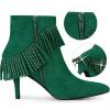 imageAllegra K Womens Fringe Heels Boot Rhinestone Stiletto Heel Ankle BootsEmerald Green