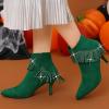 imageAllegra K Womens Fringe Heels Boot Rhinestone Stiletto Heel Ankle BootsEmerald Green