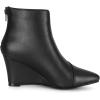 imageAllegra K Womens Pointed Toe Zipper Wedge Heel Ankle BootiesBlack