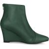 imageAllegra K Womens Pointed Toe Zipper Wedge Heel Ankle BootiesDark Green