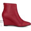 imageAllegra K Womens Pointed Toe Zipper Wedge Heel Ankle BootiesRed