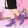 imageAllegra K Womens Polka Dots Pointed Toe Stiletto Heel Satin Ankle BootsPurple