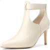 imageAllegra K Back Zip Stiletto Heel Pointy Toe Booties for WomenBeige