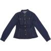 imageAllegra K Casual Denim Jacket for Womens Classic Stand Collar Long Sleeve Jean JacketDeep Blue