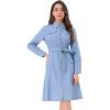 imageAllegra K Denim Dress for Womens Long Sleeve Button Down ALine Belted Classic Jean DressesSky Blue