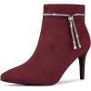 imageAllegra K Womens Bling Rhinestone Pointed Toe Stiletto Heels Ankle BootsBurgundy