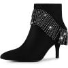 imageAllegra K Womens Fringe Heels Boot Rhinestone Stiletto Heel Ankle BootsBlack