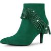 imageAllegra K Womens Fringe Heels Boot Rhinestone Stiletto Heel Ankle BootsEmerald Green