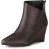 imageAllegra K Womens Pointed Toe Zipper Wedge Heel Ankle BootiesCoffee