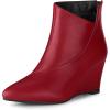 imageAllegra K Womens Pointed Toe Zipper Wedge Heel Ankle BootiesRed
