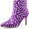 imageAllegra K Womens Polka Dots Pointed Toe Stiletto Heel Satin Ankle BootsPurple