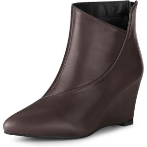 imageAllegra K Womens Pointed Toe Zipper Wedge Heel Ankle BootiesCoffee