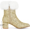 image:imageAllegra K Sparkly Glitter Boots for Women Square Toe Chunky Heel Faux Fur Ankle BootsGold