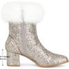 image:imageAllegra K Sparkly Glitter Boots for Women Square Toe Chunky Heel Faux Fur Ankle BootsSilver