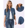 image:imageAllegra K Casual Jean Jacket for Womens Short Puff Sleeves ButtonDown Denim JacketRetro Blue