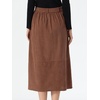 image:imageAllegra K Corduroy Midi Skirt for Womens Elastic High Waist Pockets Casual A Line SkirtDark Brown