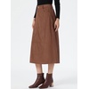 image:imageAllegra K Corduroy Midi Skirt for Womens Elastic High Waist Pockets Casual A Line SkirtDark Brown