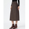 image:imageAllegra K Corduroy Midi Skirt for Womens Elastic High Waist Pockets Casual A Line SkirtDeep Coffee