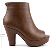 image:imageAllegra K Peep Toe Ankle Boots for Women Back Zip Chunky Heel Platform BootsBrown