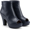 image:imageAllegra K Peep Toe Ankle Boots for Women Back Zip Chunky Heel Platform BootsNavy Blue