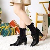 image:imageAllegra K Womens Block Heels Pointed Toe Faux Fur Ankle BootiesBlack