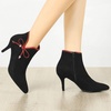 image:imageAllegra K Womens Bow Pointed Toe Stiletto Heel Ankle BootsBlack
