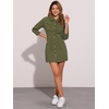 image:imageAllegra K Womens Denim Dresses Spring Summer Button Down 34 Sleeve 2026 Jean Mini DressArmy Green