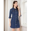 image:imageAllegra K Womens Denim Dresses Spring Summer Button Down 34 Sleeve 2026 Jean Mini DressBlue