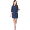 image:imageAllegra K Womens Denim Dresses Spring Summer Button Down 34 Sleeve 2026 Jean Mini DressBlue