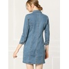 image:imageAllegra K Womens Denim Dresses Spring Summer Button Down 34 Sleeve 2026 Jean Mini DressBlues