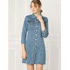 image:imageAllegra K Womens Denim Dresses Spring Summer Button Down 34 Sleeve 2026 Jean Mini DressBlues