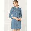 image:imageAllegra K Womens Denim Dresses Spring Summer Button Down 34 Sleeve 2026 Jean Mini DressBlues