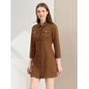 image:imageAllegra K Womens Denim Dresses Spring Summer Button Down 34 Sleeve 2026 Jean Mini DressBrown