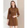 image:imageAllegra K Womens Denim Dresses Spring Summer Button Down 34 Sleeve 2026 Jean Mini DressBrown