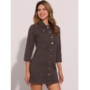 image:imageAllegra K Womens Denim Dresses Spring Summer Button Down 34 Sleeve 2026 Jean Mini DressDark Brown