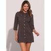 image:imageAllegra K Womens Denim Dresses Spring Summer Button Down 34 Sleeve 2026 Jean Mini DressDark Brown
