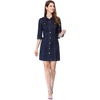 image:imageAllegra K Womens Denim Dresses Spring Summer Button Down 34 Sleeve 2026 Jean Mini DressDeep Blue