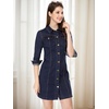 image:imageAllegra K Womens Denim Dresses Spring Summer Button Down 34 Sleeve 2026 Jean Mini DressDeep Blue
