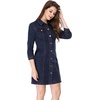 image:imageAllegra K Womens Denim Dresses Spring Summer Button Down 34 Sleeve 2026 Jean Mini DressDeep Blue