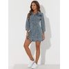image:imageAllegra K Womens Denim Dresses Spring Summer Button Down 34 Sleeve 2026 Jean Mini DressGray Blue