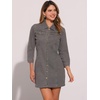 image:imageAllegra K Womens Denim Dresses Spring Summer Button Down 34 Sleeve 2026 Jean Mini DressGrey