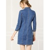 image:imageAllegra K Womens Denim Dresses Spring Summer Button Down 34 Sleeve 2026 Jean Mini DressLight Blue