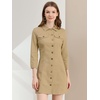 image:imageAllegra K Womens Denim Dresses Spring Summer Button Down 34 Sleeve 2026 Jean Mini DressLight Khaki