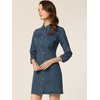 image:imageAllegra K Womens Denim Dresses Spring Summer Button Down 34 Sleeve 2026 Jean Mini DressMid Blue