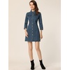 image:imageAllegra K Womens Denim Dresses Spring Summer Button Down 34 Sleeve 2026 Jean Mini DressMid Blue