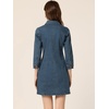 image:imageAllegra K Womens Denim Dresses Spring Summer Button Down 34 Sleeve 2026 Jean Mini DressMid Blue