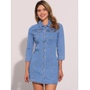 image:imageAllegra K Womens Denim Dresses Spring Summer Button Down 34 Sleeve 2026 Jean Mini DressSky Blue